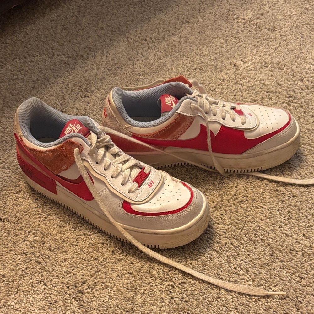 Nike Red and White Low-Top Sneakers